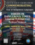 Primary view of [Poster for Voices in Dangerous Times: Language Endangerment & Political Violence Event]