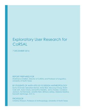 Primary view of object titled 'Exploratory User Research for Computational Resource for South Asian Languages'.