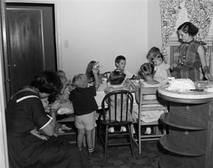 [Photograph of a group of children celebrating the Williams twins' birthday]