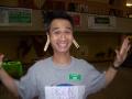 Photograph: [Steve Nguyen with clothespins in ears from Clothesline Project]
