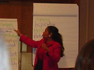 [Woman leading workshop at 2005 E&D Conference]