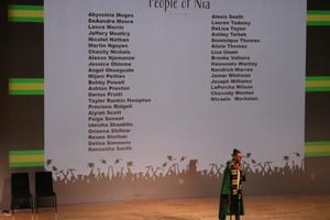 [Young woman speaking at People of Nia 2019 ceremony, 2]