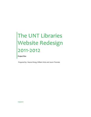 The UNT Libraries Website Redesign 2011-2012: Project Plan