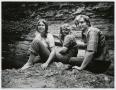 Primary view of [Elizabeth Motlow, Melinda Motlow and Junebug Clark at the Jack Daniel's Cave Spring]