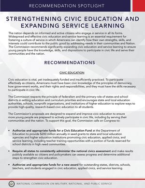 Strengthening Civic Education and Expanding Service Learning