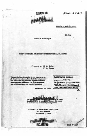 The Vanadium-Uranium Constitutional Diagram