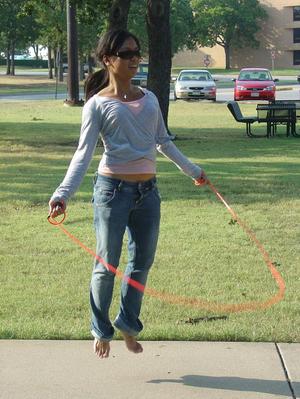 [Woman using jump rope at 2005 Koinonia]