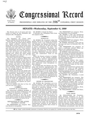 Congressional Record: Proceedings and Debates of the 106th Congress, First Session, Volume 145, Part 15