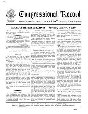 Primary view of object titled 'Congressional Record: Proceedings and Debates of the 106th Congress, First Session, Volume 145, Part 18'.