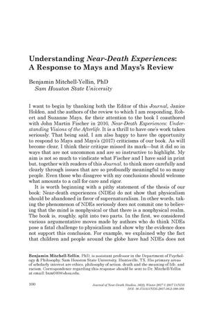 Understanding Near-Death Experiences: A Response to Mays and Mays's Review