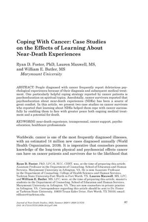 Coping with Cancer: Case Studies on the Effects of Learning About Near-Death Experiences