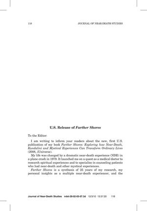 Primary view of object titled 'Letter to the Editor: U.S. Release of Farther Shores'.
