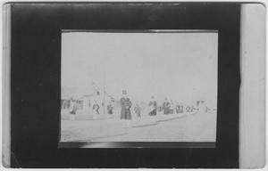 Primary view of object titled '[A marching band standing with their instruments]'.