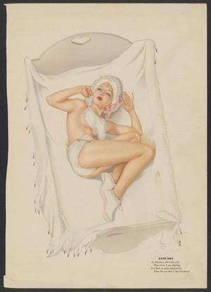 [1940 Pin Up posters for calendar mockup]