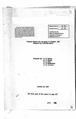 Progress Report for the Month of October, 1947 : Contract No. W-38-094-eng-27