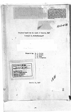 Progress Report for the Month of January, 1947 : Contract No. W-38-094-Eng-27