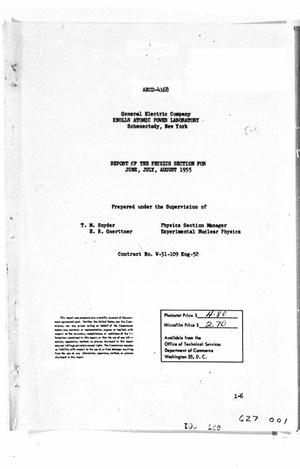 Report of the Physics Section For June, July, August 1955