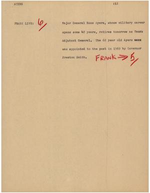 Primary view of object titled '[News Script: Ayers]'.