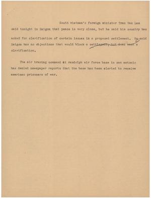 Primary view of object titled '[News Script: Clarification on settlement]'.