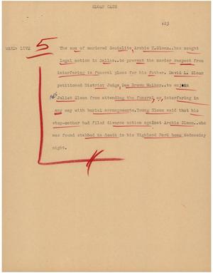 Primary view of object titled '[News Script: Sloan case]'.