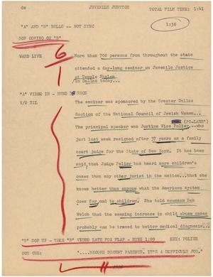 Primary view of object titled '[News Script: Juvenile Justice]'.