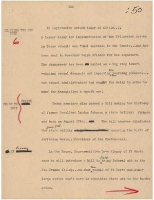 Primary view of object titled '[News Script: XGR]'.