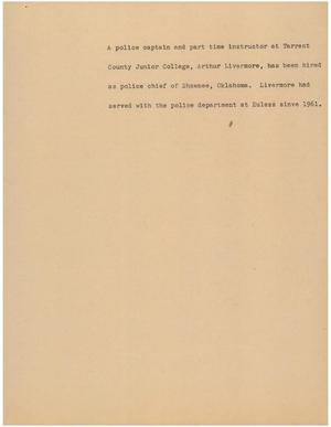 Primary view of object titled '[News Script: New police chief]'.