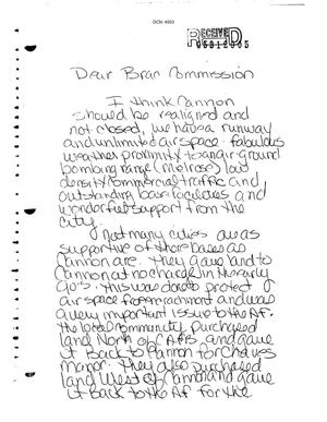 Letter from Judy Branham to the BRAC Commission