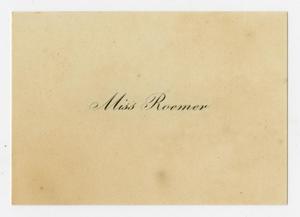 [Commencement Name Card for Miss Roemer]
