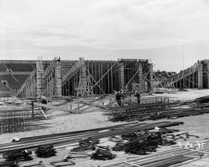 [The Amon G. Carter Stadium under construction]