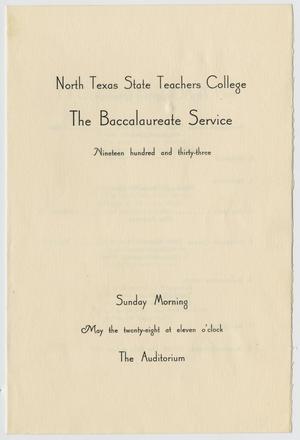 [Commencement Program for North Texas State Teachers College, May 28, 1933]