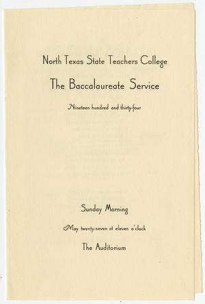 [Commencement Program for the North Texas State Teachers College, May 27, 1934]