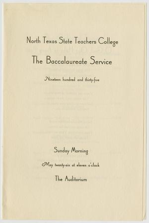 [Commencement Program for the North Texas State Teachers College, May 26, 1935]