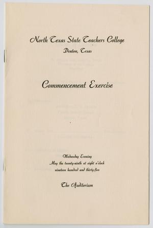 [Commencement Program for North Texas State Teachers College, May 29, 1935]