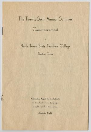 Primary view of [Commencement Program for North Texas State Teachers College, August 24, 1938]