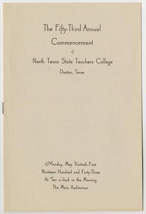Primary view of object titled '[Commencement Program for North Texas State Teachers College, May 31, 1943]'.