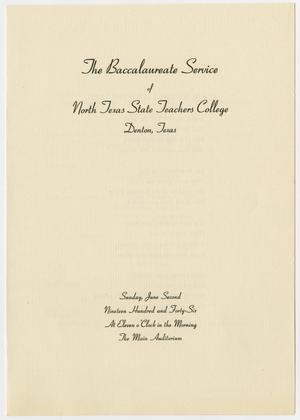 [Commencement Program for North Texas State Teachers College, June 2, 1946]