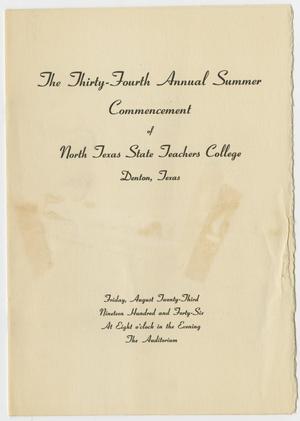 [Commencement Program for North Texas State Teachers College, August 23, 1946]