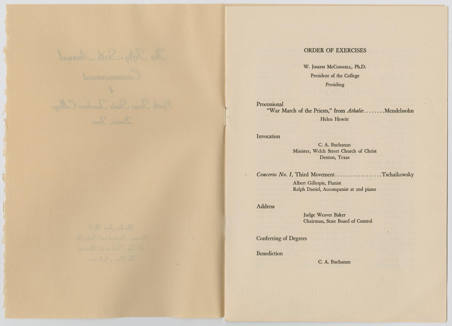 [Commencement Program for North Texas State Teachers College, June 3, 1946]
                                                
                                                    [Sequence #]: 2 of 5
                                                