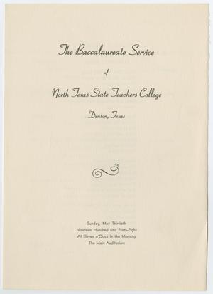 [Commencement Program for North Texas State Teachers College, May 30, 1948]