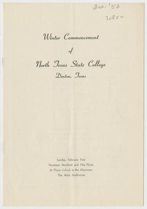 [Commencement Program for North Texas State College, February 1, 1953]