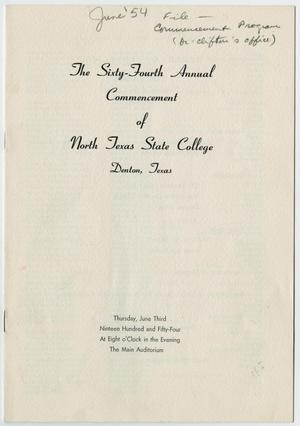 [Commencement Program for North Texas State College, June 3, 1954]