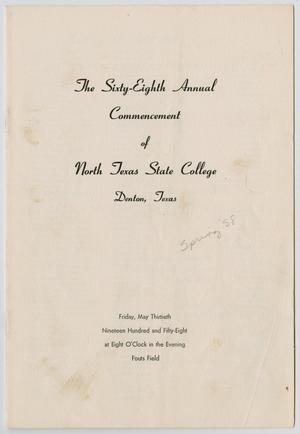 [Commencement Program for North Texas State College, May 30, 1958]