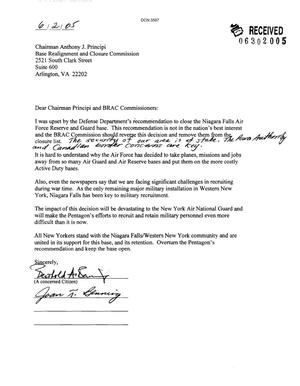 Letter from Mr. & Mrs. Benning to the BRAC Commission dtd 2 June 05
