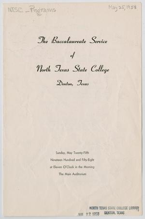 [Commencement Program for North Texas State College, May 25, 1958]