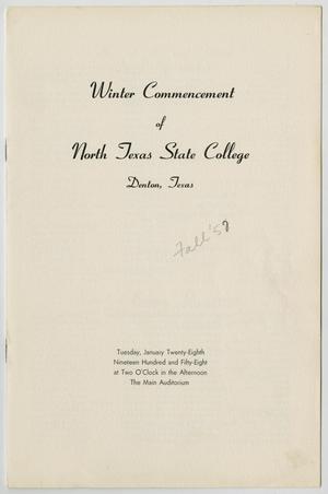 [Commencement Program for North Texas State College, January 28, 1958]