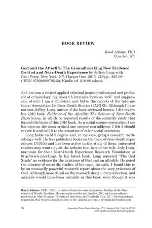 Primary view of object titled 'Book Review: God and the Afterlife: The Groundbreaking New Evidence for God and Near-Death Experience'.