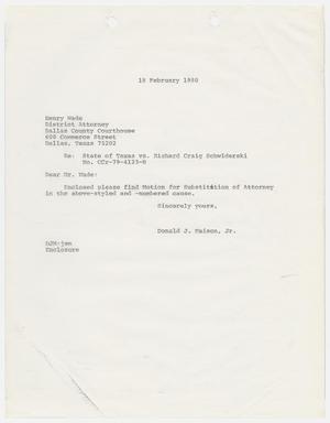 Primary view of object titled '[Letters from Donald J. Maison Jr., February 18, 1980]'.