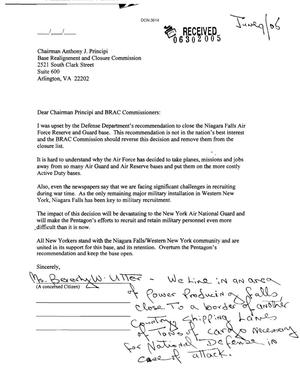 Letter from Ms. Beverly W. Utter to the BRAC Commission