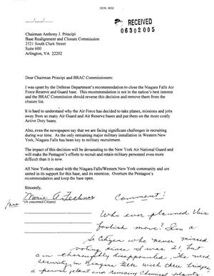 Letter from Marie A. Fechner to BRAC Commission